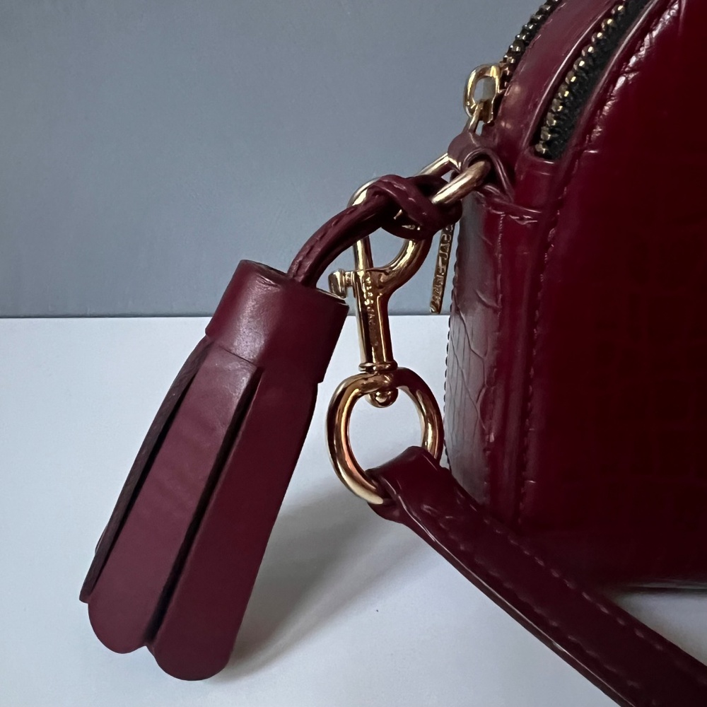 Marc Jacobs Snapshot Croc Embossed Leather Crossbody Bag Red Gold Hardware - Picture 6 of 12